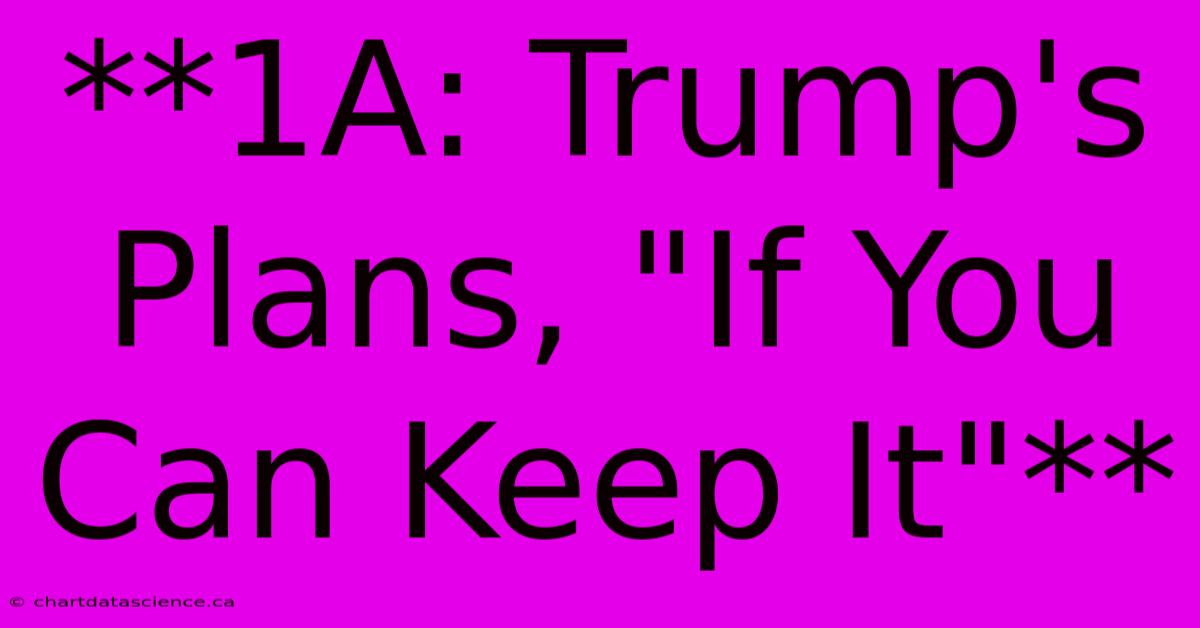 **1A: Trump's Plans, 