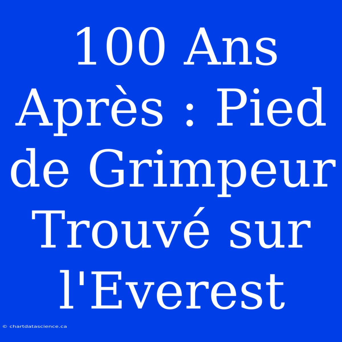 100 Ans Après : Pied De Grimpeur Trouvé Sur L'Everest