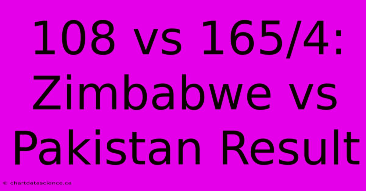 108 Vs 165/4: Zimbabwe Vs Pakistan Result