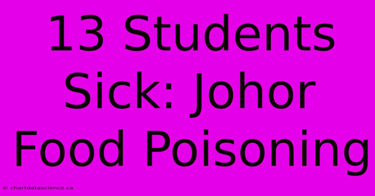 13 Students Sick: Johor Food Poisoning