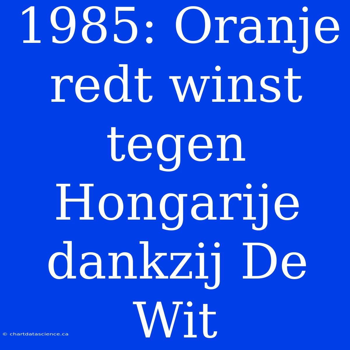 1985: Oranje Redt Winst Tegen Hongarije Dankzij De Wit