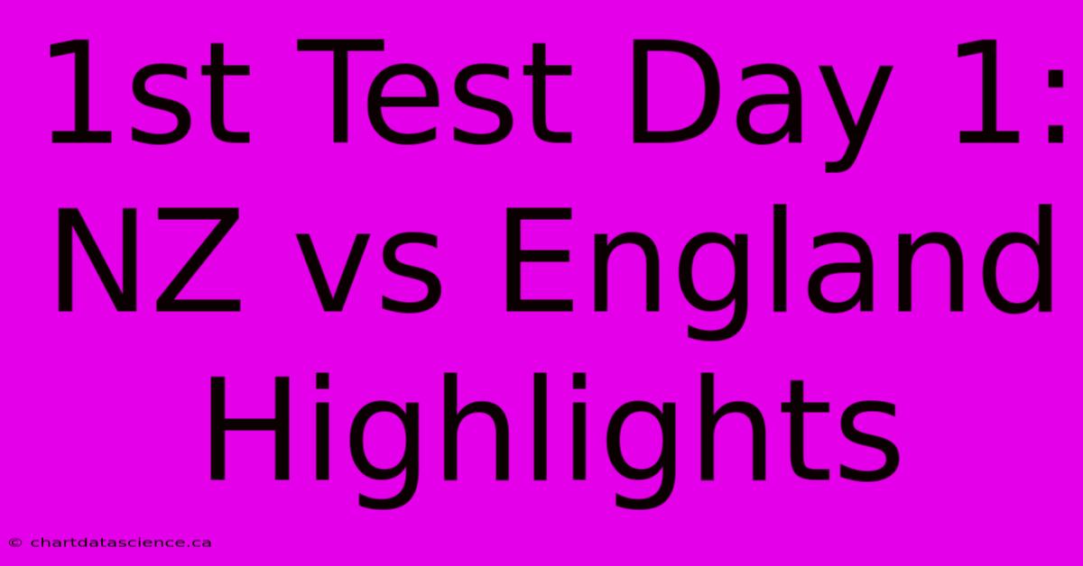 1st Test Day 1: NZ Vs England Highlights