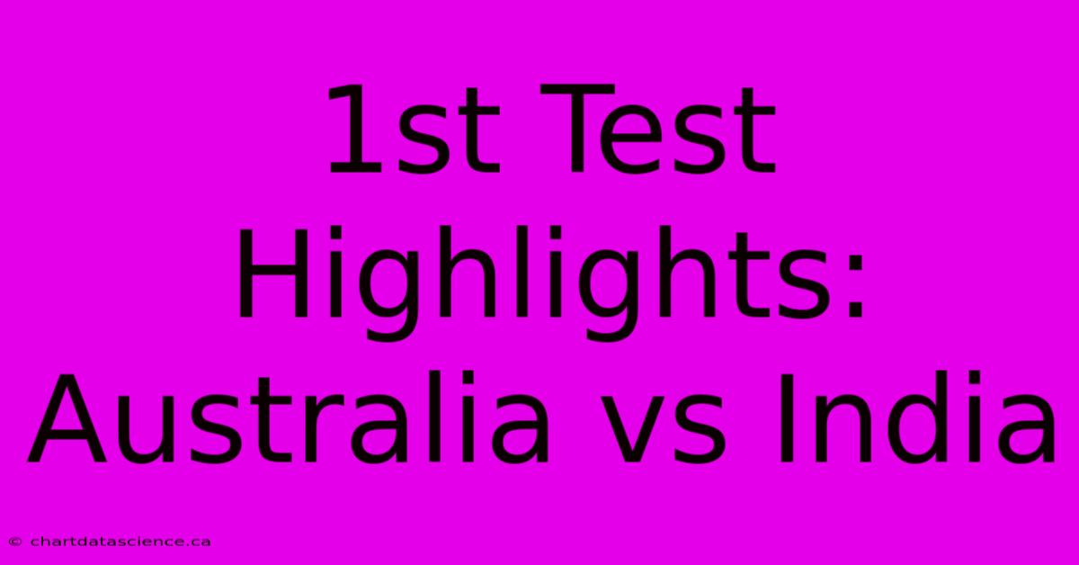 1st Test Highlights: Australia Vs India