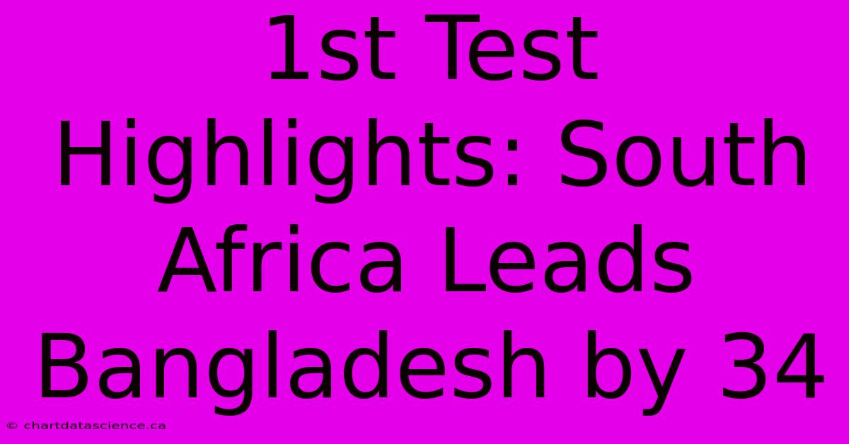 1st Test Highlights: South Africa Leads Bangladesh By 34