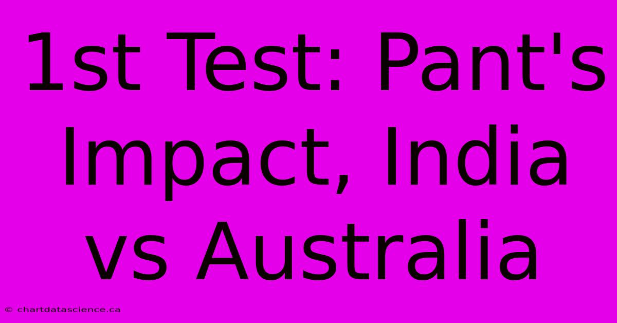 1st Test: Pant's Impact, India Vs Australia