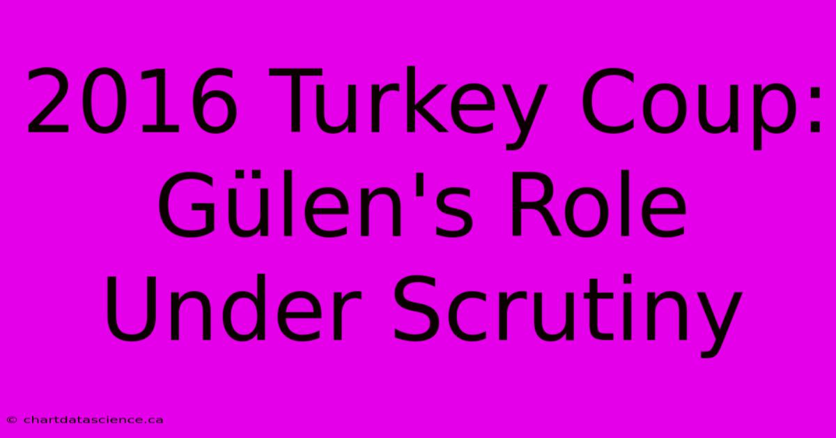 2016 Turkey Coup: Gülen's Role Under Scrutiny