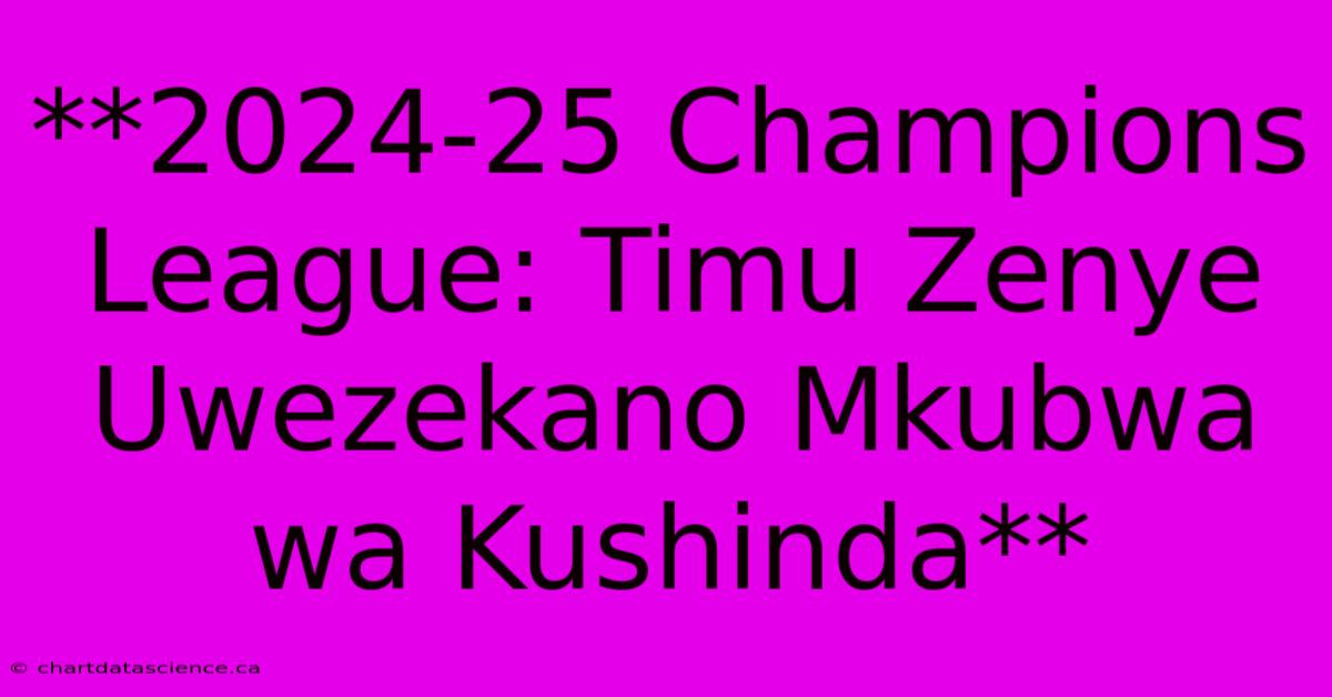 **2024-25 Champions League: Timu Zenye Uwezekano Mkubwa Wa Kushinda** 