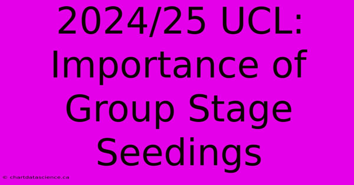 2024/25 UCL: Importance Of Group Stage Seedings