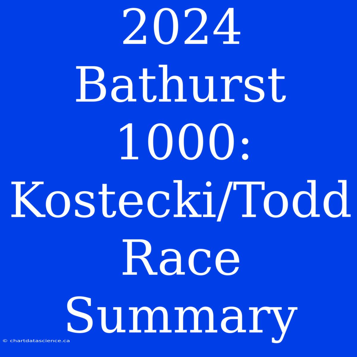 2024 Bathurst 1000: Kostecki/Todd Race Summary