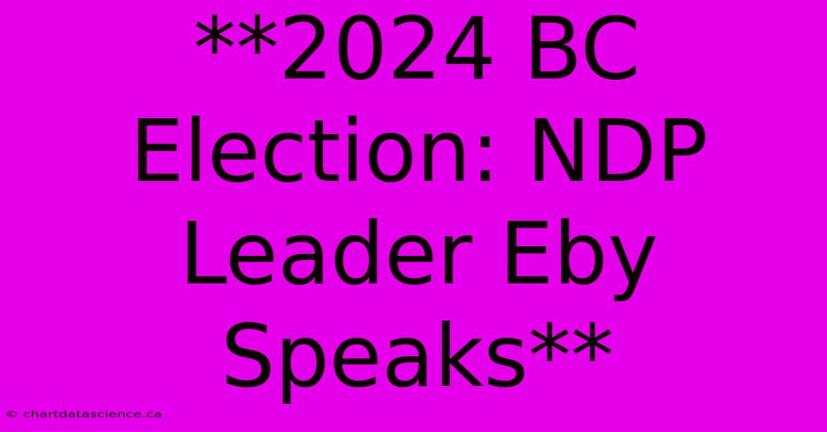 **2024 BC Election: NDP Leader Eby Speaks**