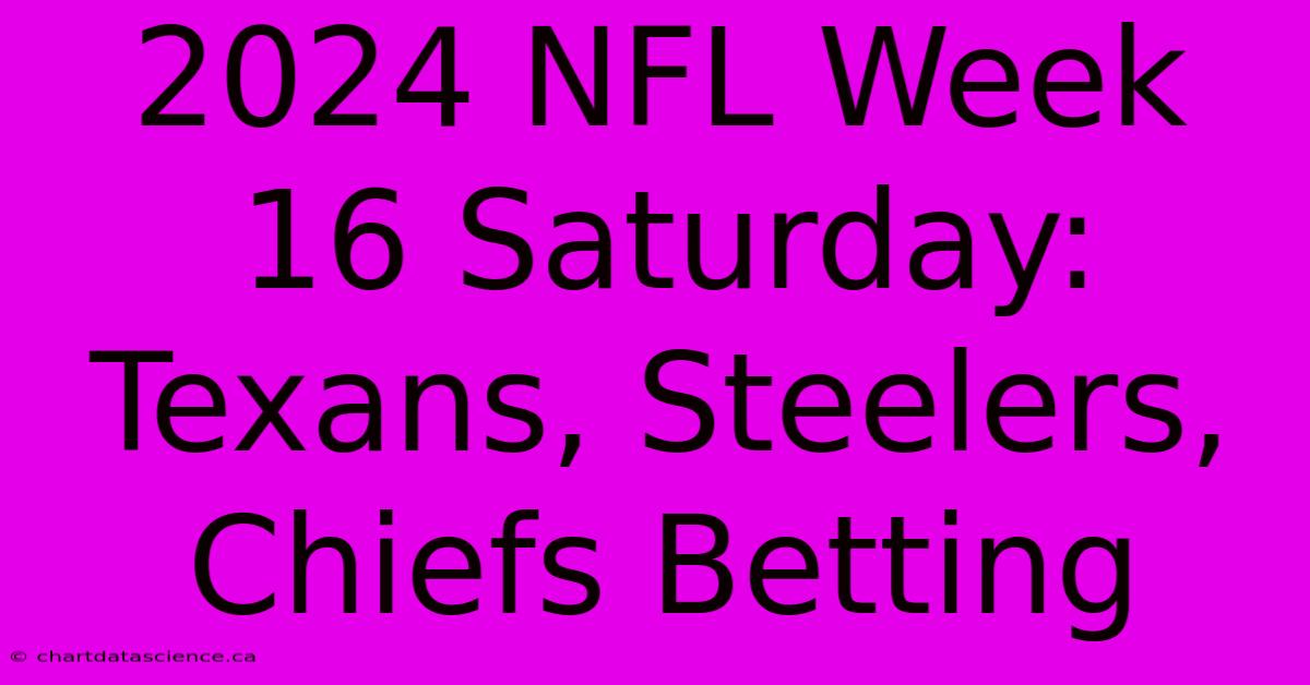 2024 NFL Week 16 Saturday:  Texans, Steelers, Chiefs Betting