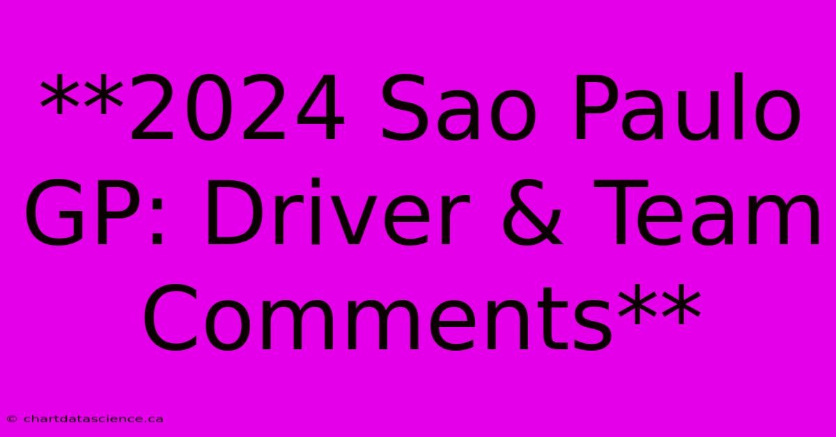 **2024 Sao Paulo GP: Driver & Team Comments** 