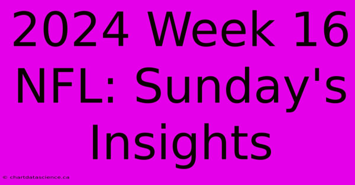 2024 Week 16 NFL: Sunday's Insights