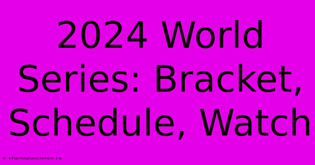 2024 World Series Bracket, Schedule, Watch