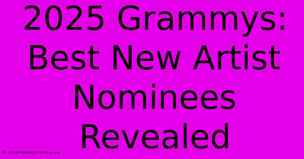 2025 Grammys: Best New Artist Nominees Revealed