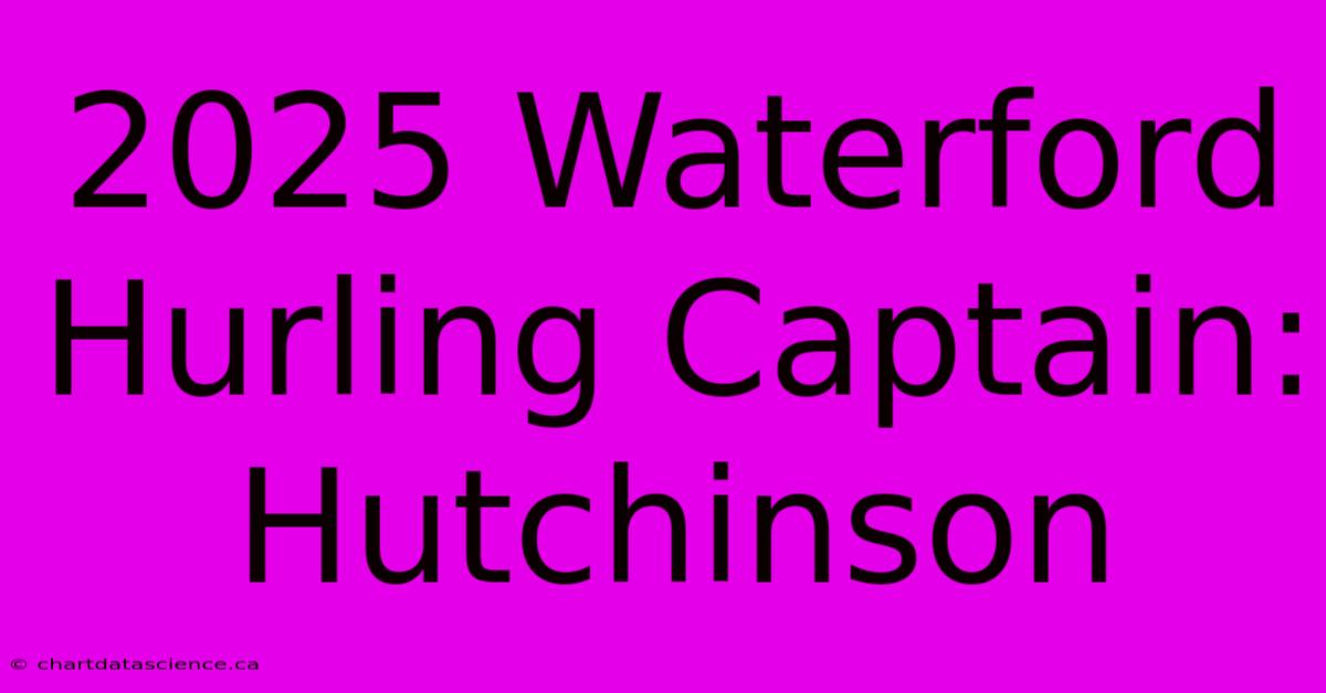 2025 Waterford Hurling Captain: Hutchinson