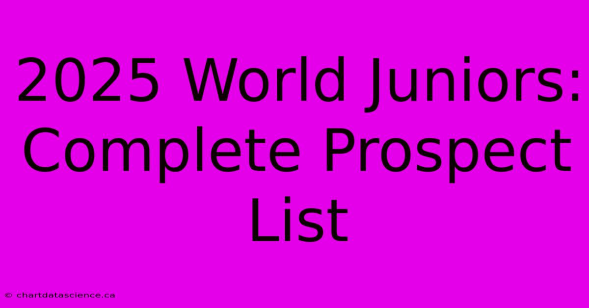 2025 World Juniors: Complete Prospect List