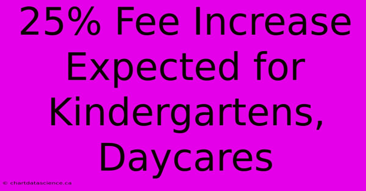 25% Fee Increase Expected For Kindergartens, Daycares