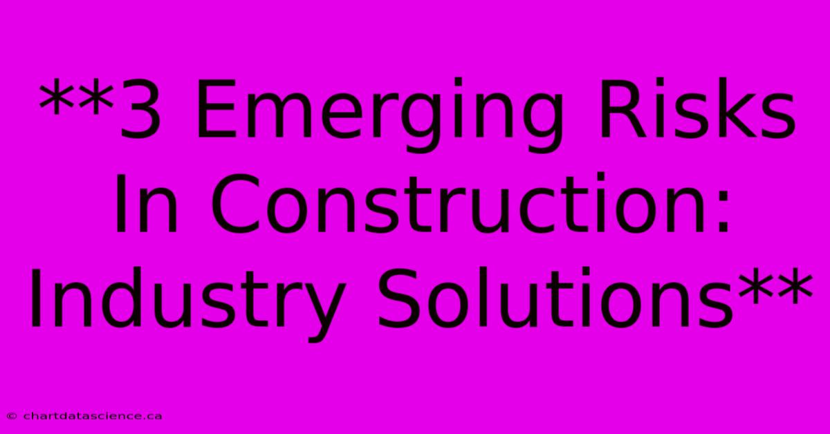 **3 Emerging Risks In Construction: Industry Solutions**