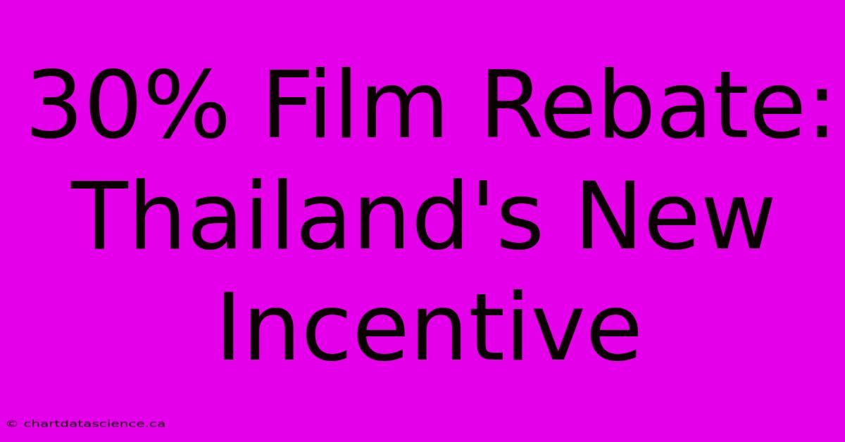 30% Film Rebate: Thailand's New Incentive