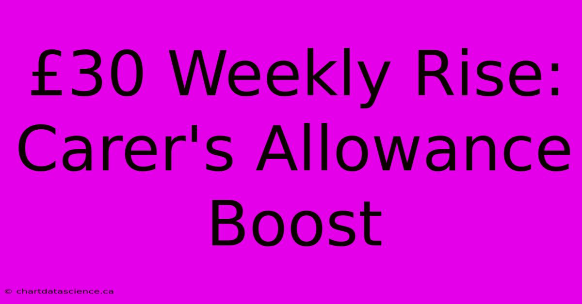 £30 Weekly Rise: Carer's Allowance Boost 