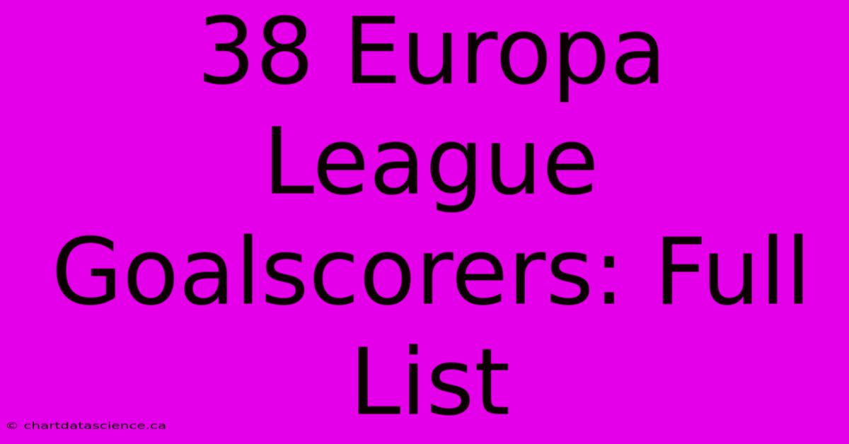 38 Europa League Goalscorers: Full List 