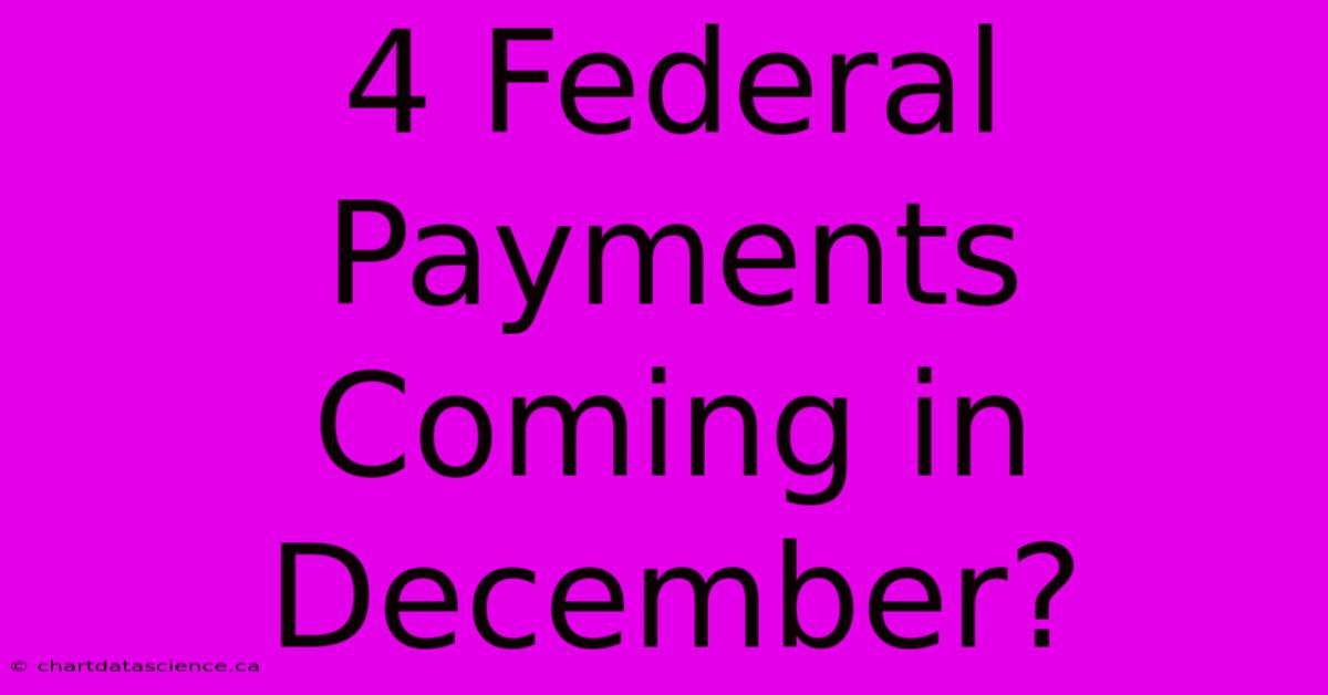 4 Federal Payments Coming In December?