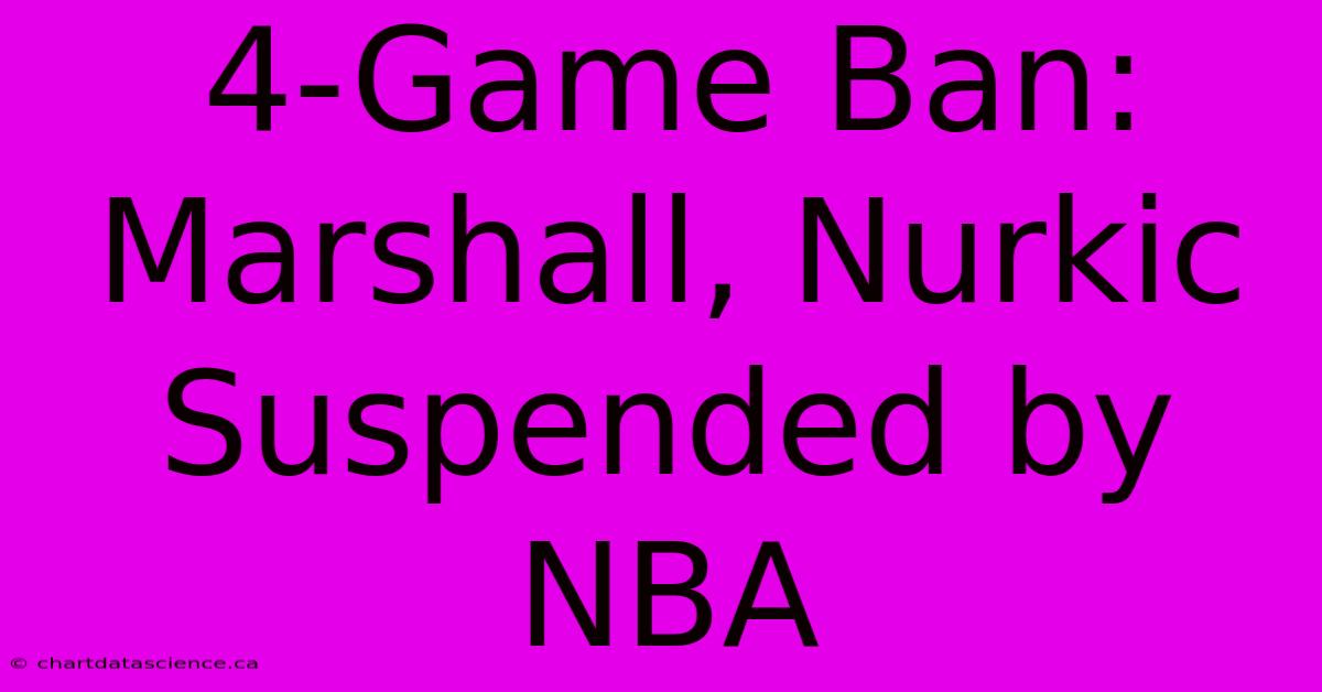 4-Game Ban: Marshall, Nurkic Suspended By NBA