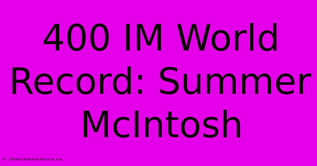 400 IM World Record: Summer McIntosh