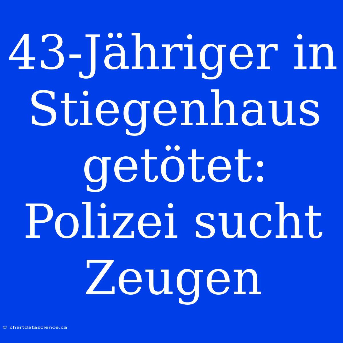 43-Jähriger In Stiegenhaus Getötet: Polizei Sucht Zeugen