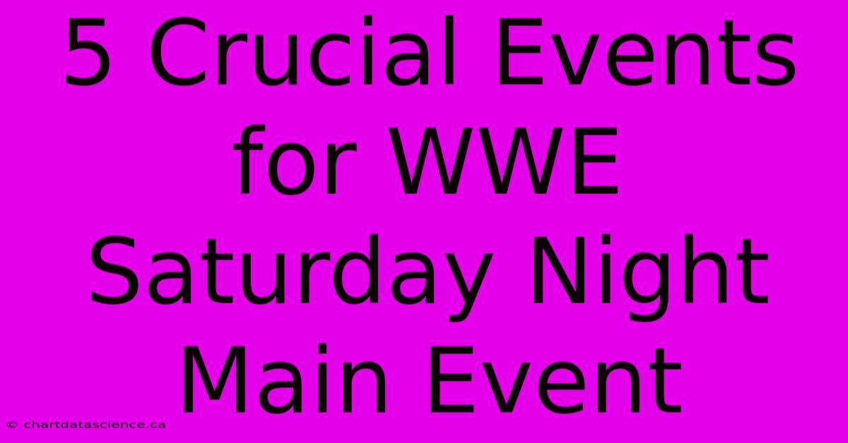 5 Crucial Events For WWE Saturday Night Main Event