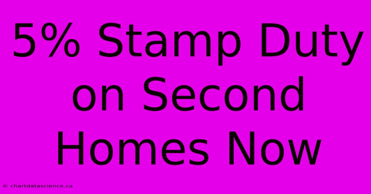 5% Stamp Duty On Second Homes Now