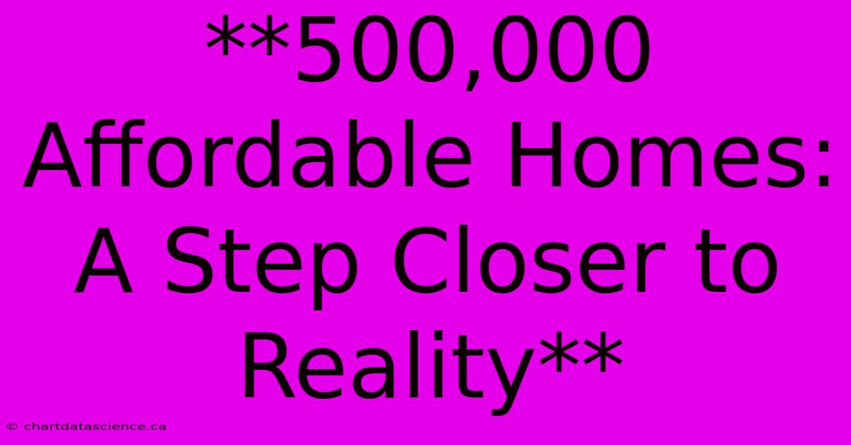 **500,000 Affordable Homes:  A Step Closer To Reality**