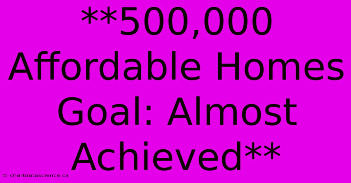 **500,000 Affordable Homes Goal: Almost Achieved**