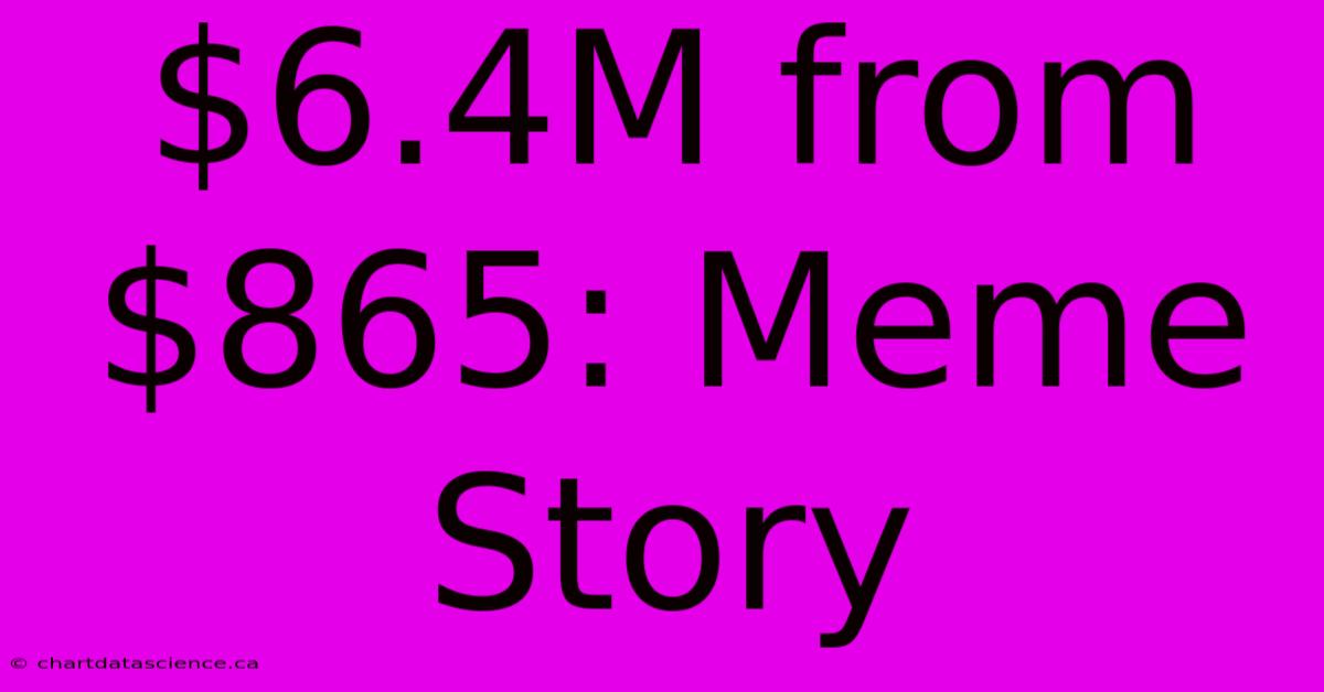 $6.4M From $865: Meme Story