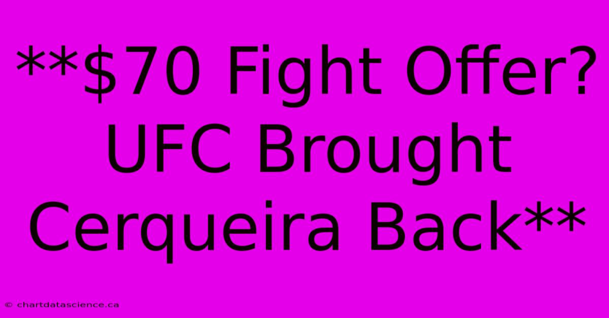 **$70 Fight Offer? UFC Brought Cerqueira Back**