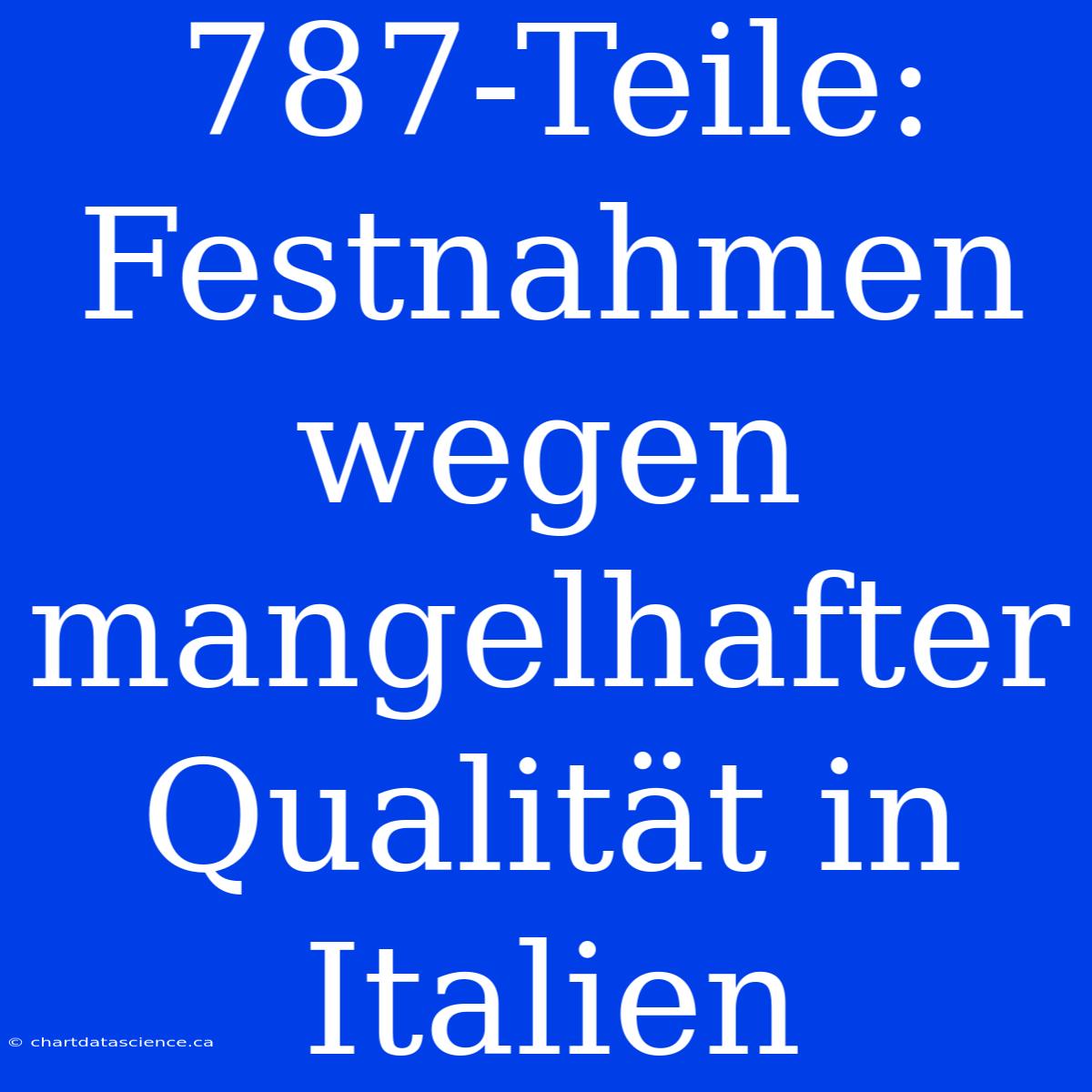 787-Teile: Festnahmen Wegen Mangelhafter Qualität In Italien