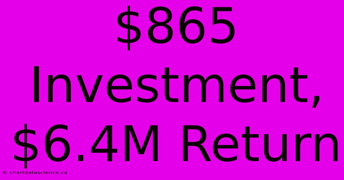 $865 Investment, $6.4M Return