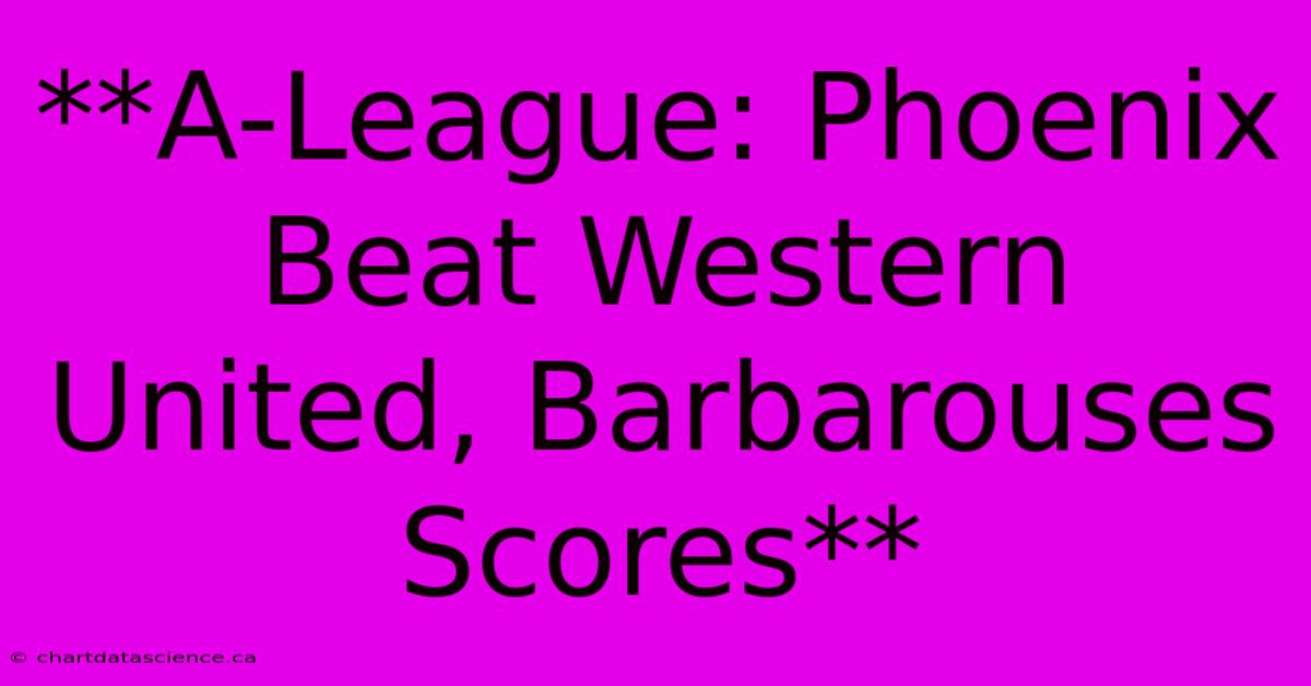 **A-League: Phoenix Beat Western United, Barbarouses Scores**