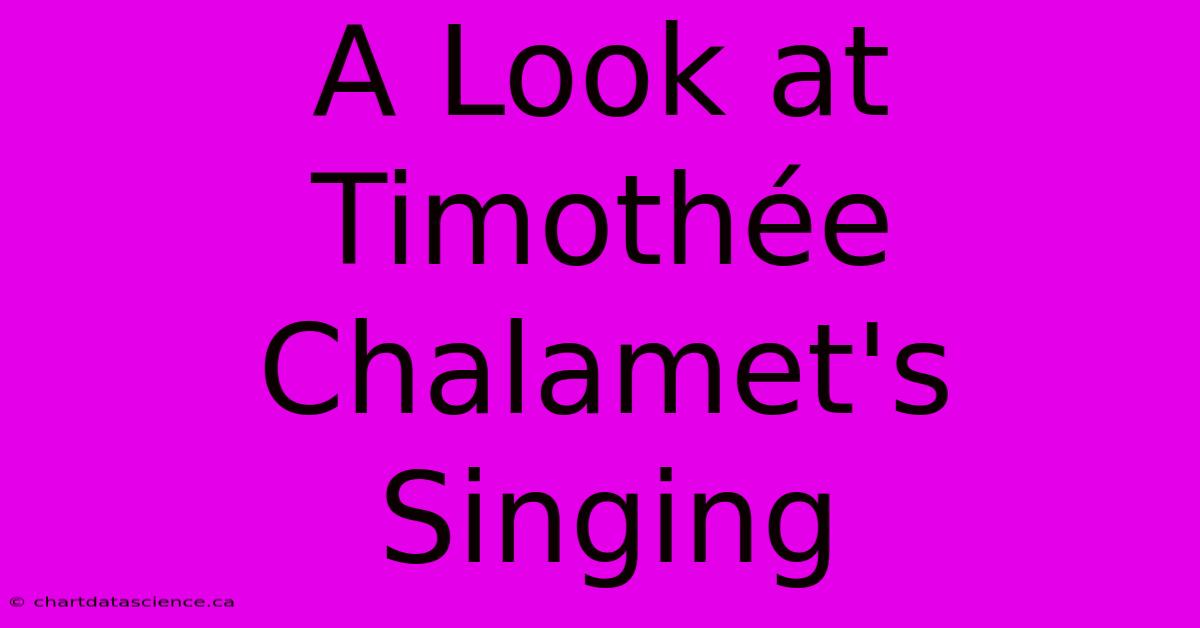 A Look At Timothée Chalamet's Singing