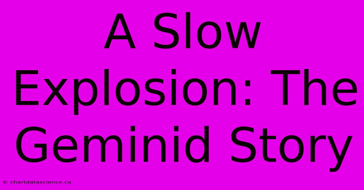 A Slow Explosion: The Geminid Story