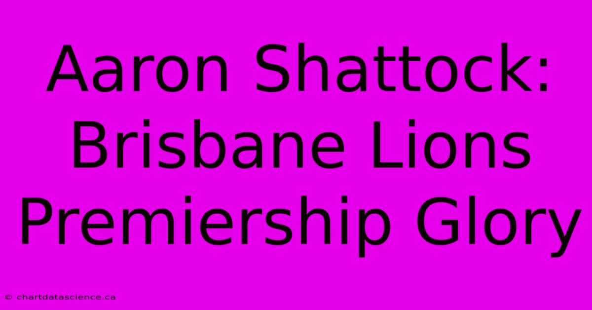 Aaron Shattock: Brisbane Lions Premiership Glory