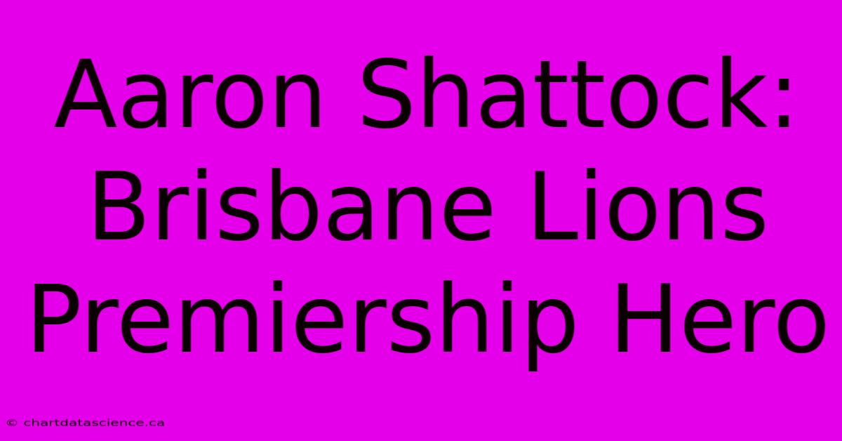 Aaron Shattock: Brisbane Lions Premiership Hero