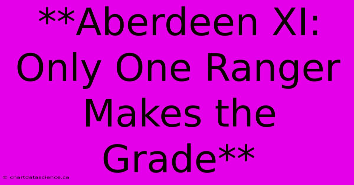 **Aberdeen XI: Only One Ranger Makes The Grade**