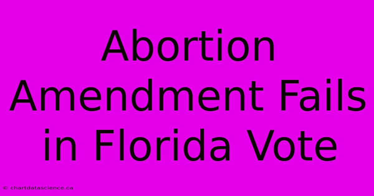 Abortion Amendment Fails In Florida Vote