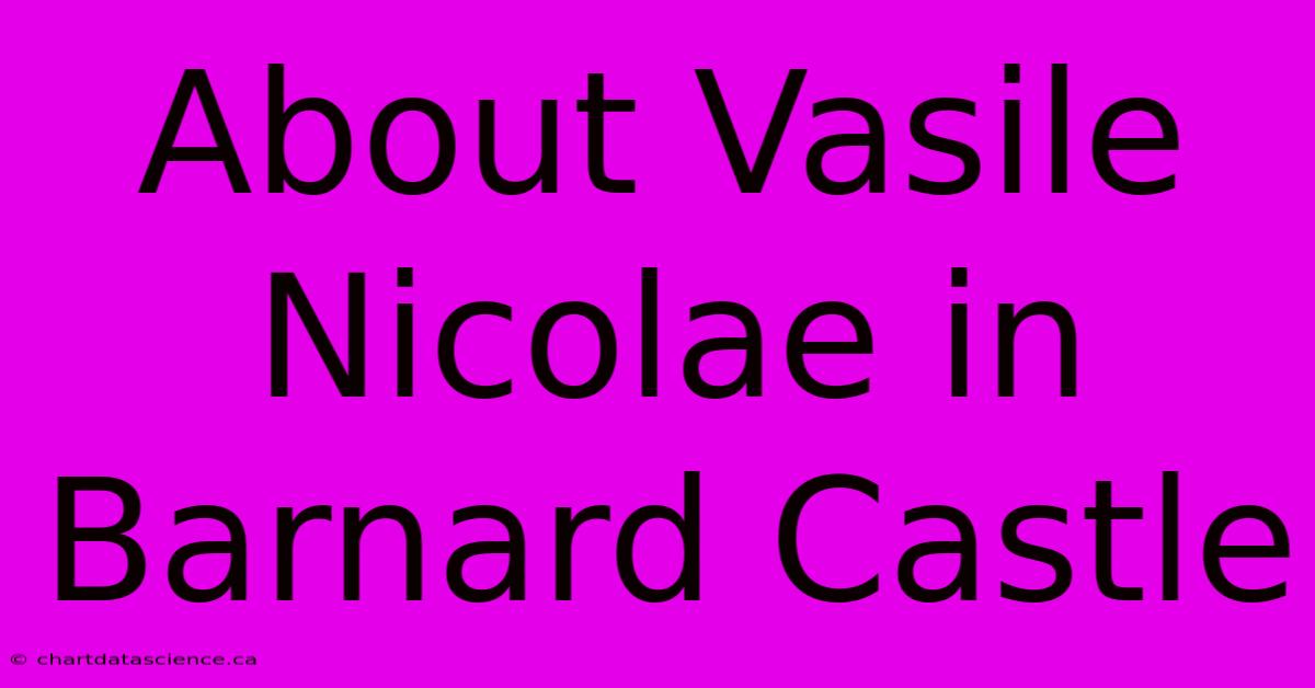 About Vasile Nicolae In Barnard Castle