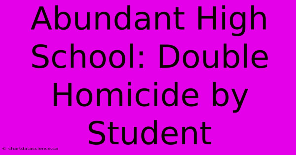 Abundant High School: Double Homicide By Student