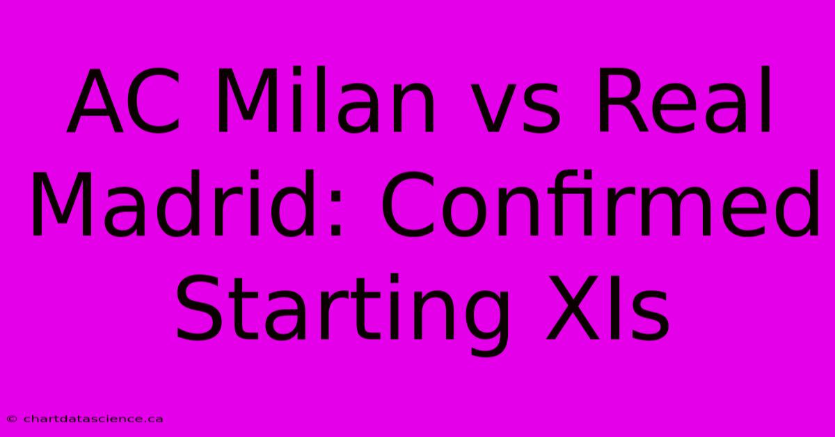 AC Milan Vs Real Madrid: Confirmed Starting XIs