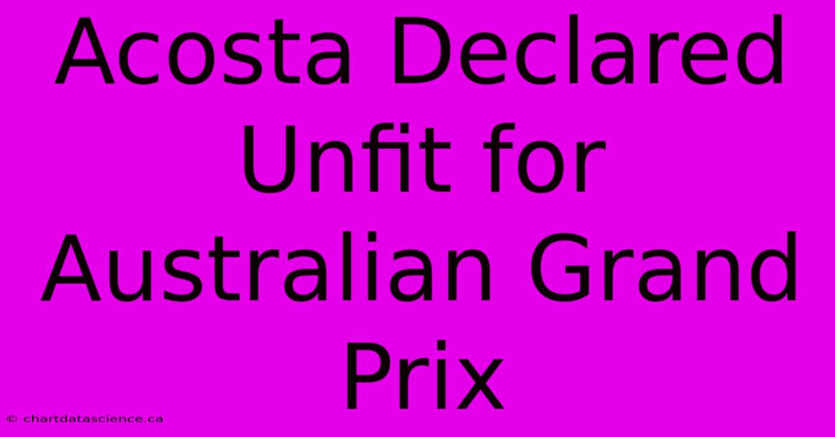 Acosta Declared Unfit For Australian Grand Prix