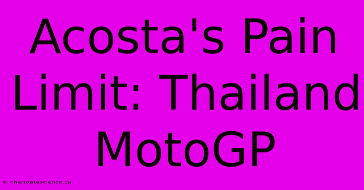 Acosta's Pain Limit: Thailand MotoGP